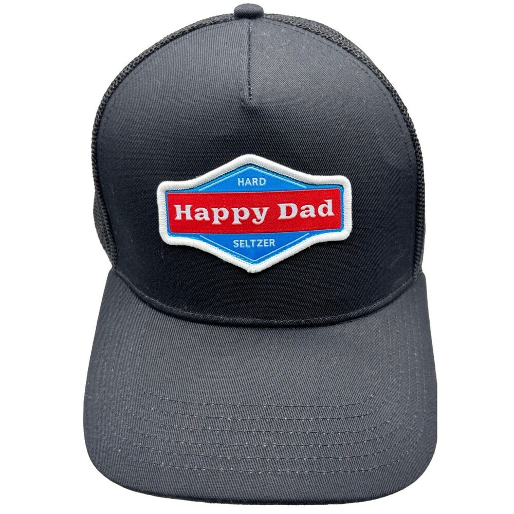 NWT Happy Dad Hard Seltzer Trucker Hat Mesh Snapback Cap All Black Logo Patch